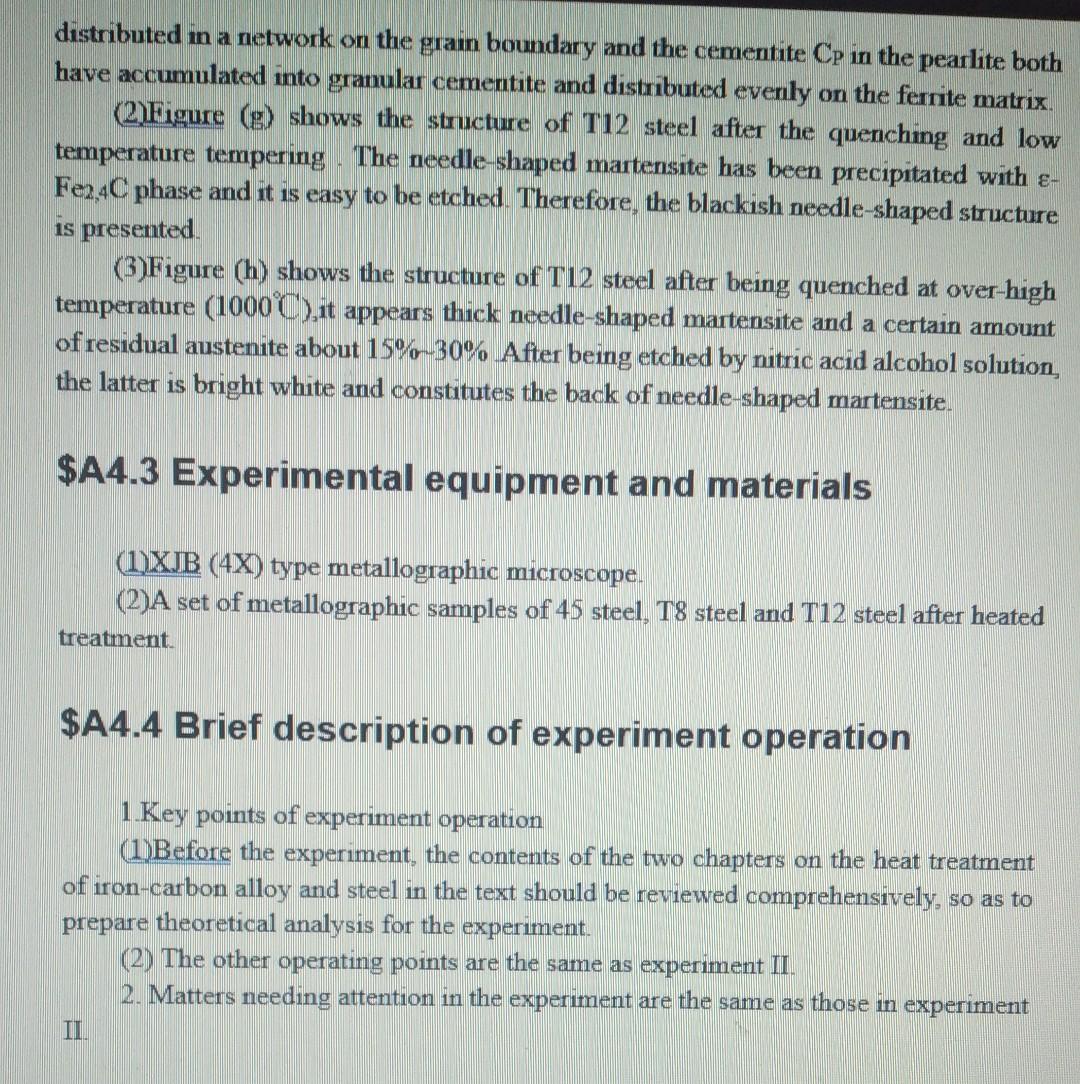 Experiment 3 Heat Treated Tissue Of Carbon Steel A4 1 Objective Of The Experiment 1 To Study The Micro Structure Of Ca 7