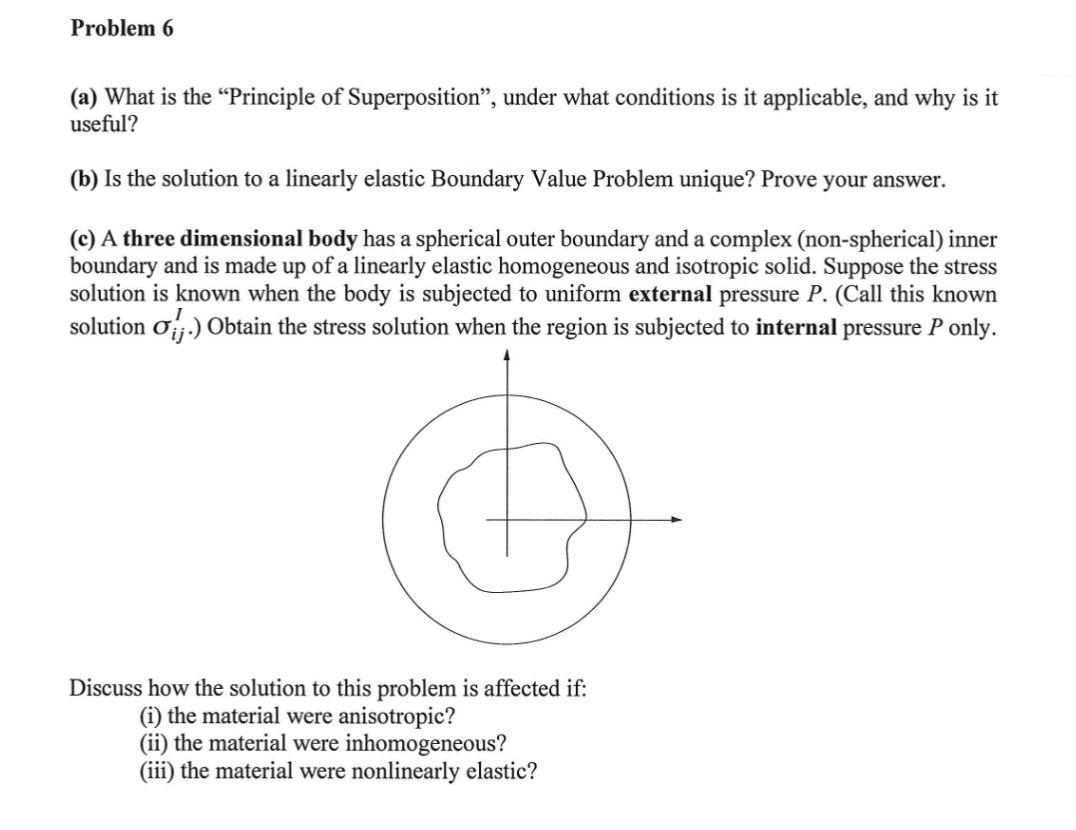 Problem 6 A What Is The Principle Of Superposition Under What Conditions Is It Applicable And Why Is It Useful B 1