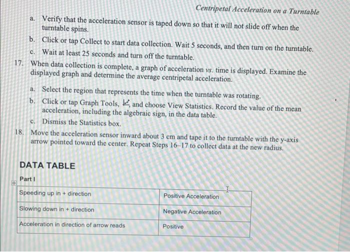 Part Iii For This Part You Will See How Centripetal Acceleration Varies With Radius By Taking Data At Varying Radii Whi 2