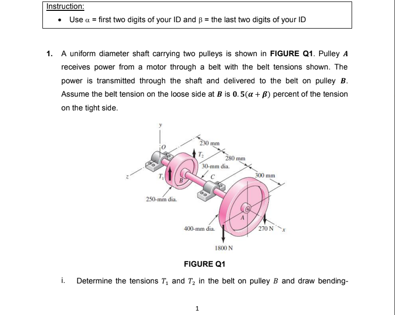 Instruction Use A First Two Digits Of Your Id And B The Last Two Digits Of Your Id 1 A Uniform Diameter Shaft Ca 1