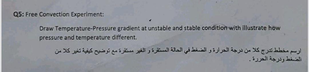 Q5 Free Convection Experiment Draw Temperature Pressure Gradient At Unstable And Stable Condition With Illustrate How 1