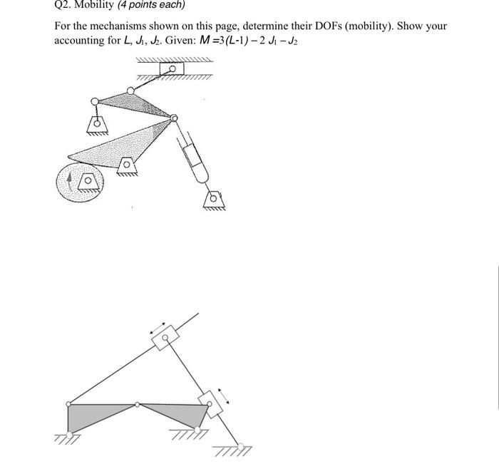 Q2 Mobility 4 Points Each For The Mechanisms Shown On This Page Determine Their Dofs Mobility Show Your Accountin 1