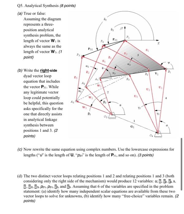 Q5 Analytical Synthesis 8 Points A True Or False Assuming The Diagram Represents A Three Position Analytical Synt 1
