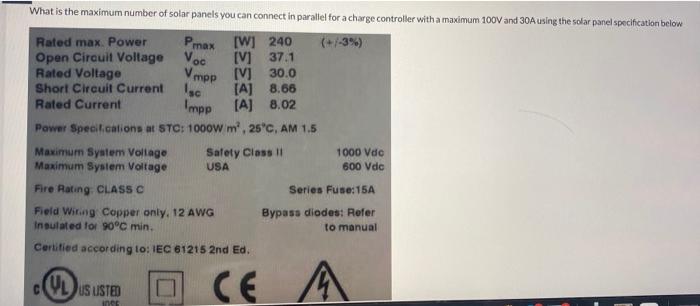 What Is The Maximum Number Of Solar Panels You Can Connect In Parallel For A Charge Controller With A Maximum 100v And 3 1