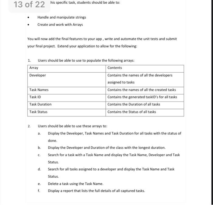 13 Of 22 His Specific Task Students Should Be Able To Handle And Manipulate Strings Create And Work With Arrays You Wi 1