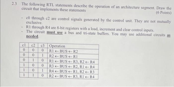 2 3 The Following Rtl Statements Describe The Operation Of An Architecture Segment Draw The Circuit That Implements The 1