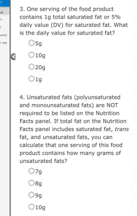 Review 0 1 Pts The Purpose Of This Lab Assignment Is To Understand And Interpret Information On The Nutrition Facts La 3