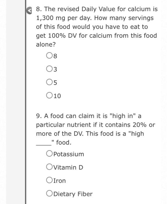 Review 0 1 Pts The Purpose Of This Lab Assignment Is To Understand And Interpret Information On The Nutrition Facts La 5