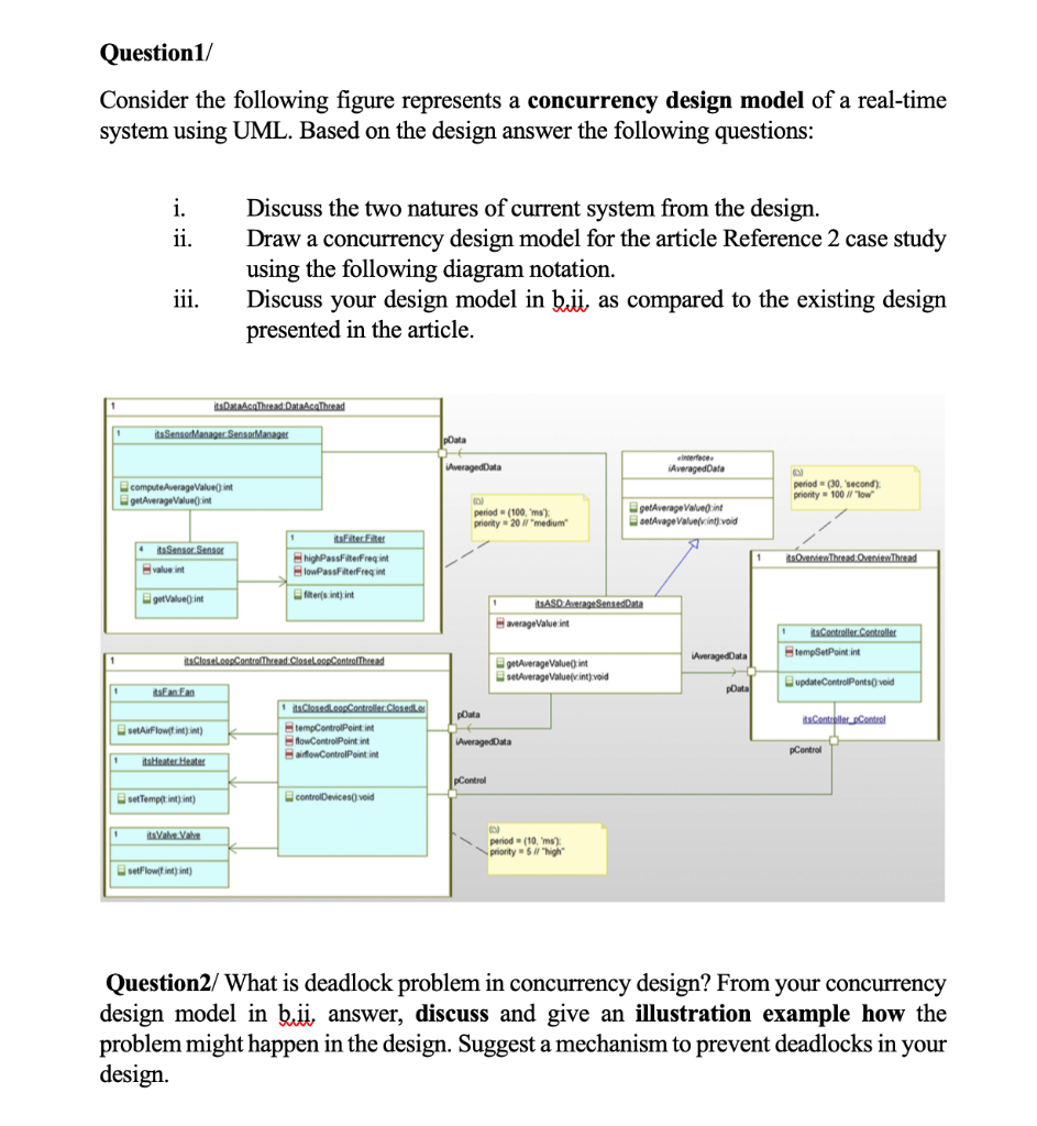 Question1 Consider The Following Figure Represents A Concurrency Design Model Of A Real Time System Using Uml Based On 1