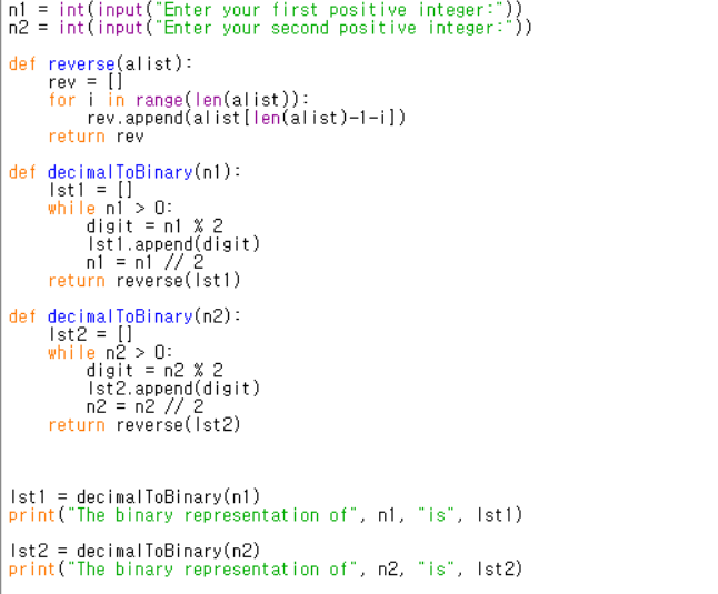 Python Program Question Here Are All The Codes I Need To Use For This Assignment Below N1 Int Input Enter Your First 1