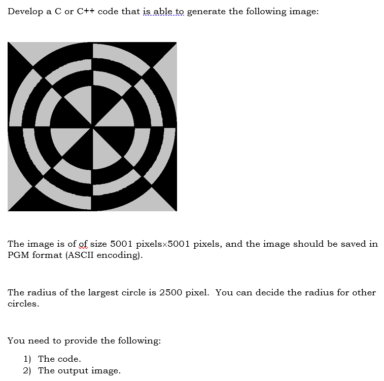 Develop A C Or C Code That Is Able To Generate The Following Image The Image Is Of Of Size 5001 Pixelsx5001 Pixels A 1
