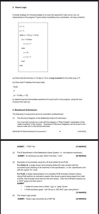 1 Introduction This Coursework Requires You To Develop A B Specification Of A Version Of The Battleships Board Game Th 4