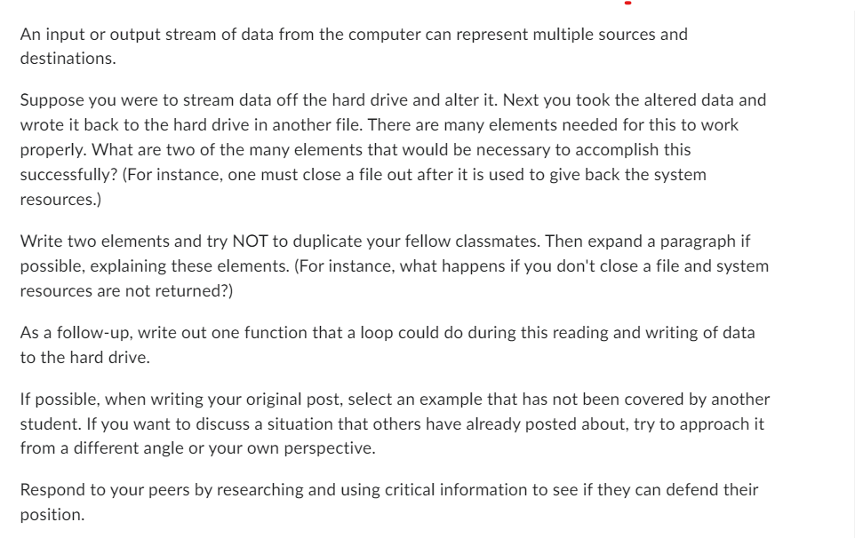 An Input Or Output Stream Of Data From The Computer Can Represent Multiple Sources And Destinations Suppose You Were To 1
