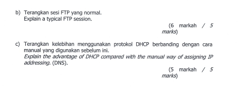 B Terangkan Sesi Ftp Yang Normal Explain A Typical Ftp Session 6 Markah 5 Marks C Terangkan Kelebihan Menggunaka 1