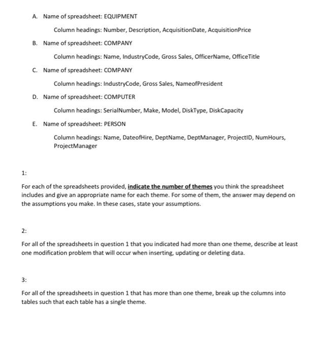1 A Name Of Spreadsheet Equipment 2 Column Headings Number Description Acquisitiondate Acquisition Price B Name 1