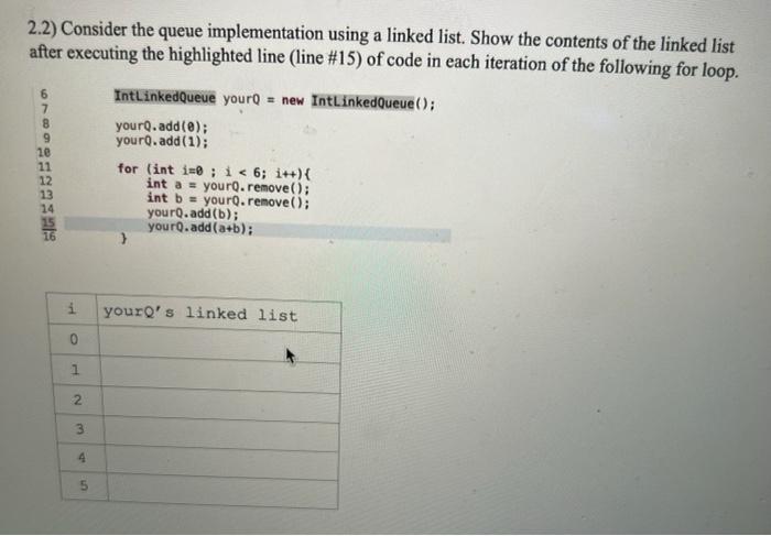 2 2 Consider The Queue Implementation Using A Linked List Show The Contents Of The Linked List After Executing The Hig 1