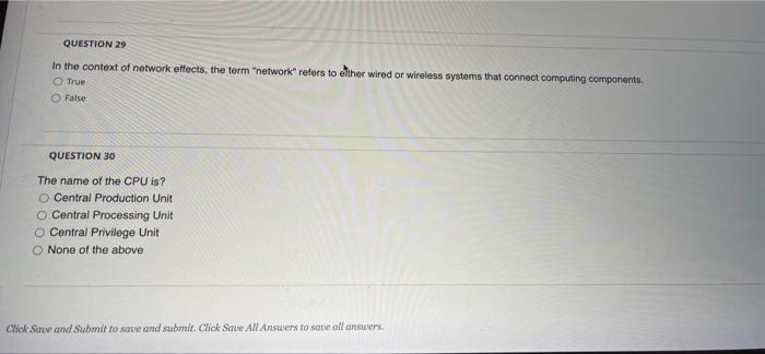 Question 29 In The Context Of Network Effects The Term Network Refers To Either Wired Or Wireless Systems That Connec 1