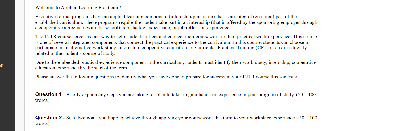 S Welcome To Applied Learning Practicum Executive Format Programs Have An Applied Learning Component Internship Practi 1