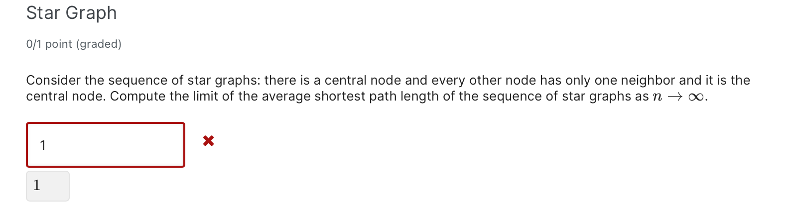 Star Graph 0 1 Point Graded Consider The Sequence Of Star Graphs There Is A Central Node And Every Other Node Has Onl 1
