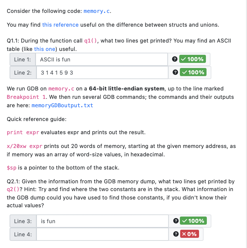 Consider The Following Code Memory C You May Find This Reference Useful On The Difference Between Structs And Unions 1