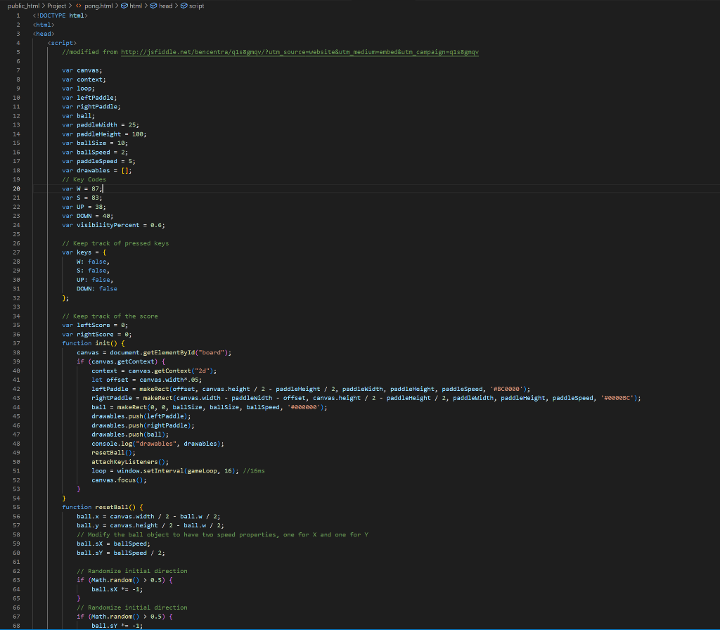This A Pong Game Using Html5 Canvas Js And Css I Need To Do Two Significant Changes I Want To Be Able To Pause The G 1