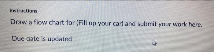 Instructions Draw A Flow Chart For Fill Up Your Car And Submit Your Work Here Due Date Is Updated H 1