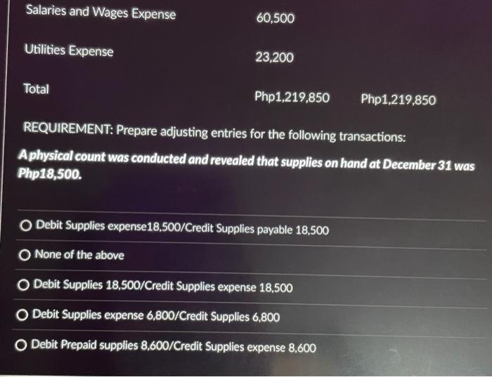 Requirement Prepare Adjusting Entries For The Following Transactions Physical Count Was Conducted And Revealed That Sup 3