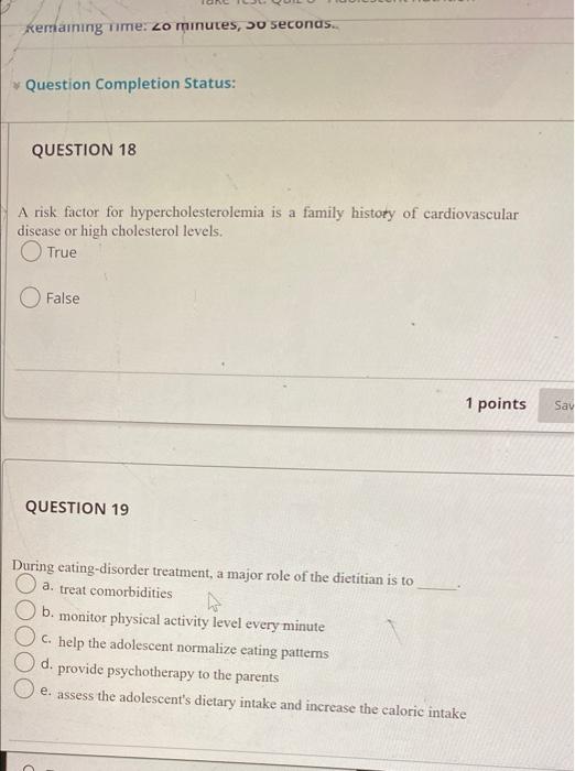 Question Completion Status Question 16 Environmental Factors Seldom Affect The Risk Of Developing Obesity If An Adolesc 2