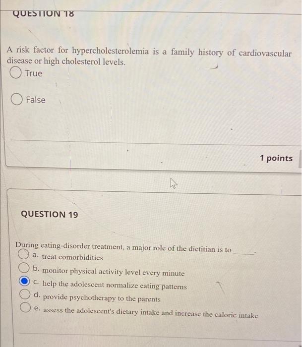 Question T8 A Risk Factor For Hypercholesterolemia Is A Family History Of Cardiovascular Disease Or High Cholesterol Lev 1