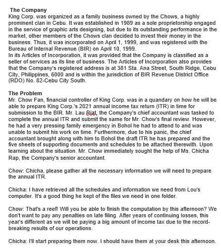 The Company King Corp Was Organized As A Family Business Owned By The Chows A Highly Prominent Clan In Cebu It Was Es 1
