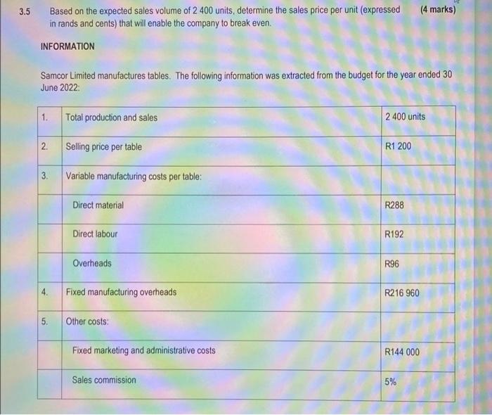 Section A Answer All The Questions In This Section Question 1 Use The Information Provided To Answer The Questions 1 1 6