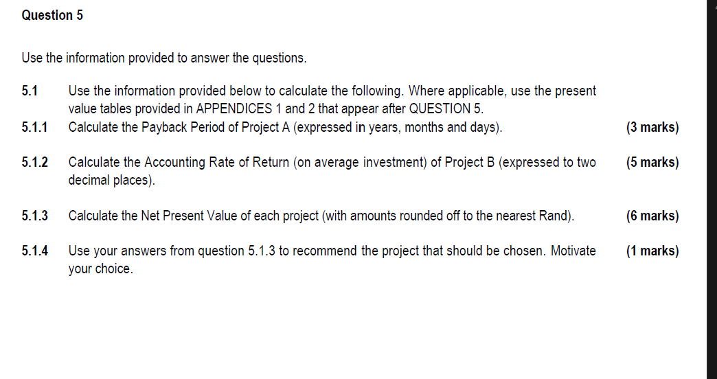 Question 5 Use The Information Provided To Answer The Questions Use The Information Provided Below To Calculate The Fol 1