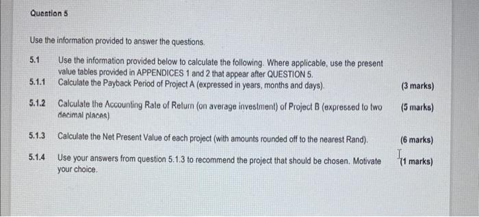 Question 5 Use The Information Provided To Answer The Questions 5 1 Use The Information Provided Below To Calculate The 1
