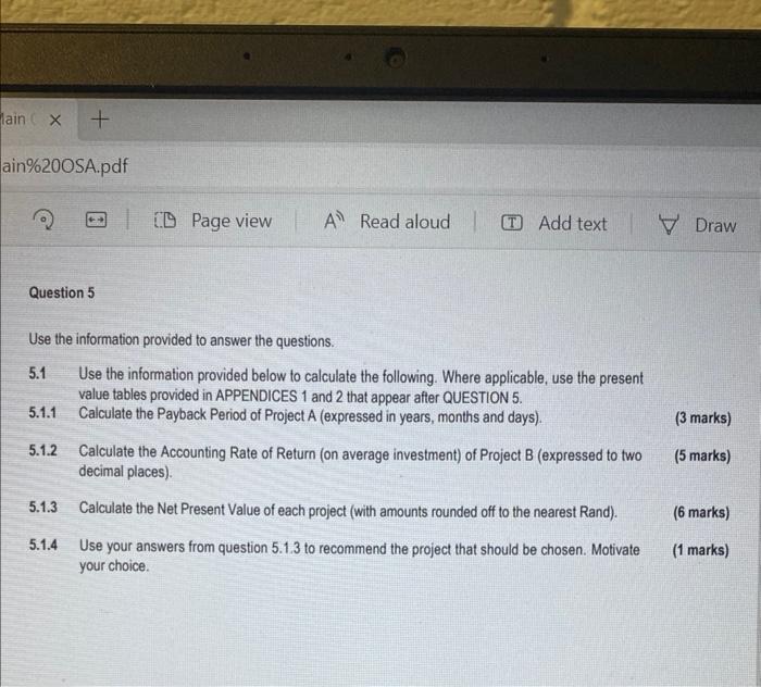 Question 5 Use The Information Provided To Answer The Questions 5 1 Use The Information Provided Below To Calculate The 4