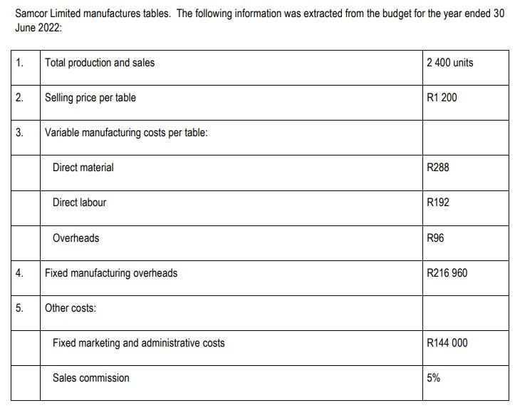 Calculate The Total Marginal Income And Net Profit Loss If All The Tables Are Sold 1