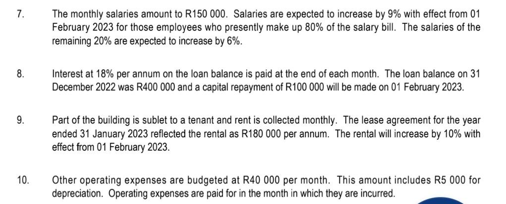 Question 4 Use The Information Provided Below To Prepare The Following For January And February 2023 4 1 Debtors Collec 2