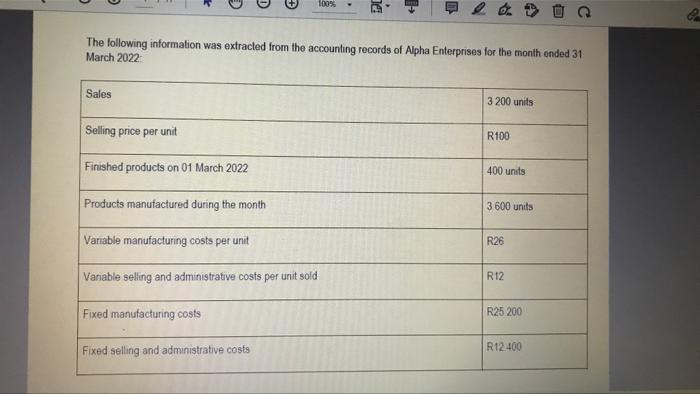 Answer The Questions From The Information Provided 2 1 Use The Information Given Below To Prepare The Income Statement 2