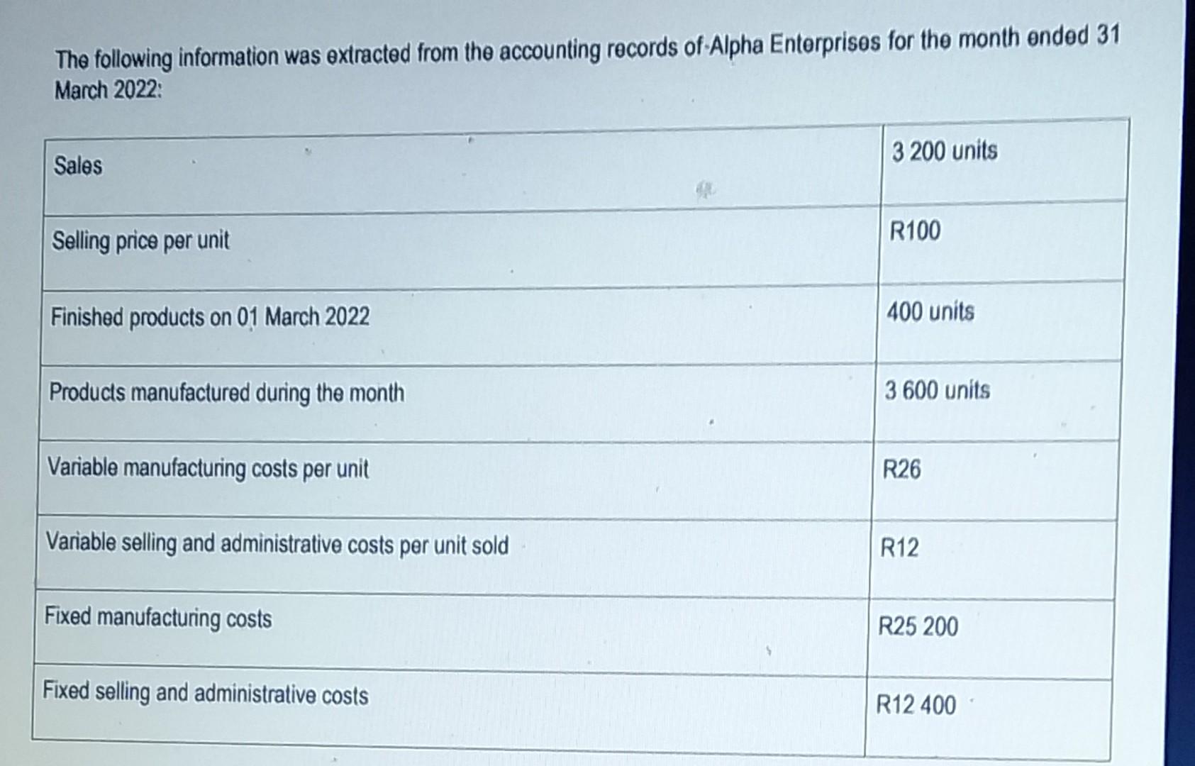 Question 2 Answer The Questions From The Information Provided 2 1 Use The Information Given Below To Prepare The Income 2