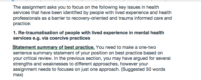 The Assignment Asks You To Focus On The Following Key Issues In Health Services That Have Been Identified By People With 1
