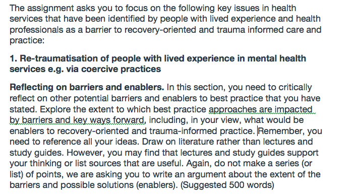 The Assignment Asks You To Focus On The Following Key Issues In Health Services That Have Been Identified By People With 1