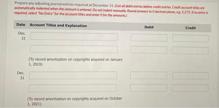 The Intangible Assets And Goodwill Reported By Oriole Corporation At December 31 2020 Follow Copyrights 1 Less Ac 2