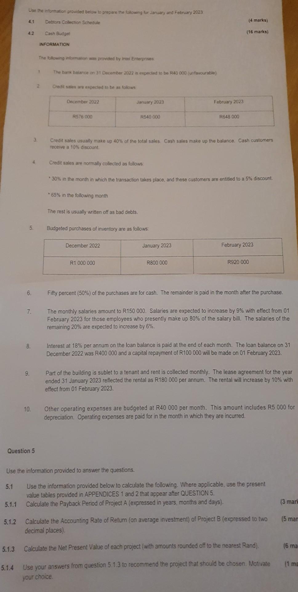 5 1 Use The Information Provided Below To Prepare The Following For January And February 2023 Debtors Collection Schedul 1