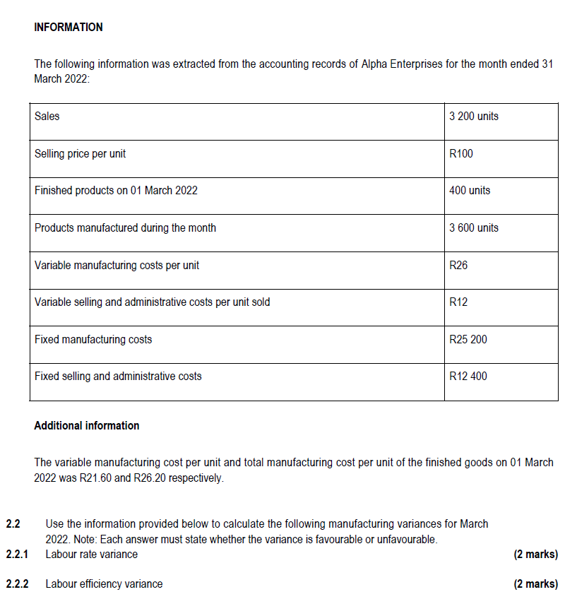 Question 2 Answer The Questions From The Information Provided 2 1 Use The Information Given Below To Prepare The Income 2