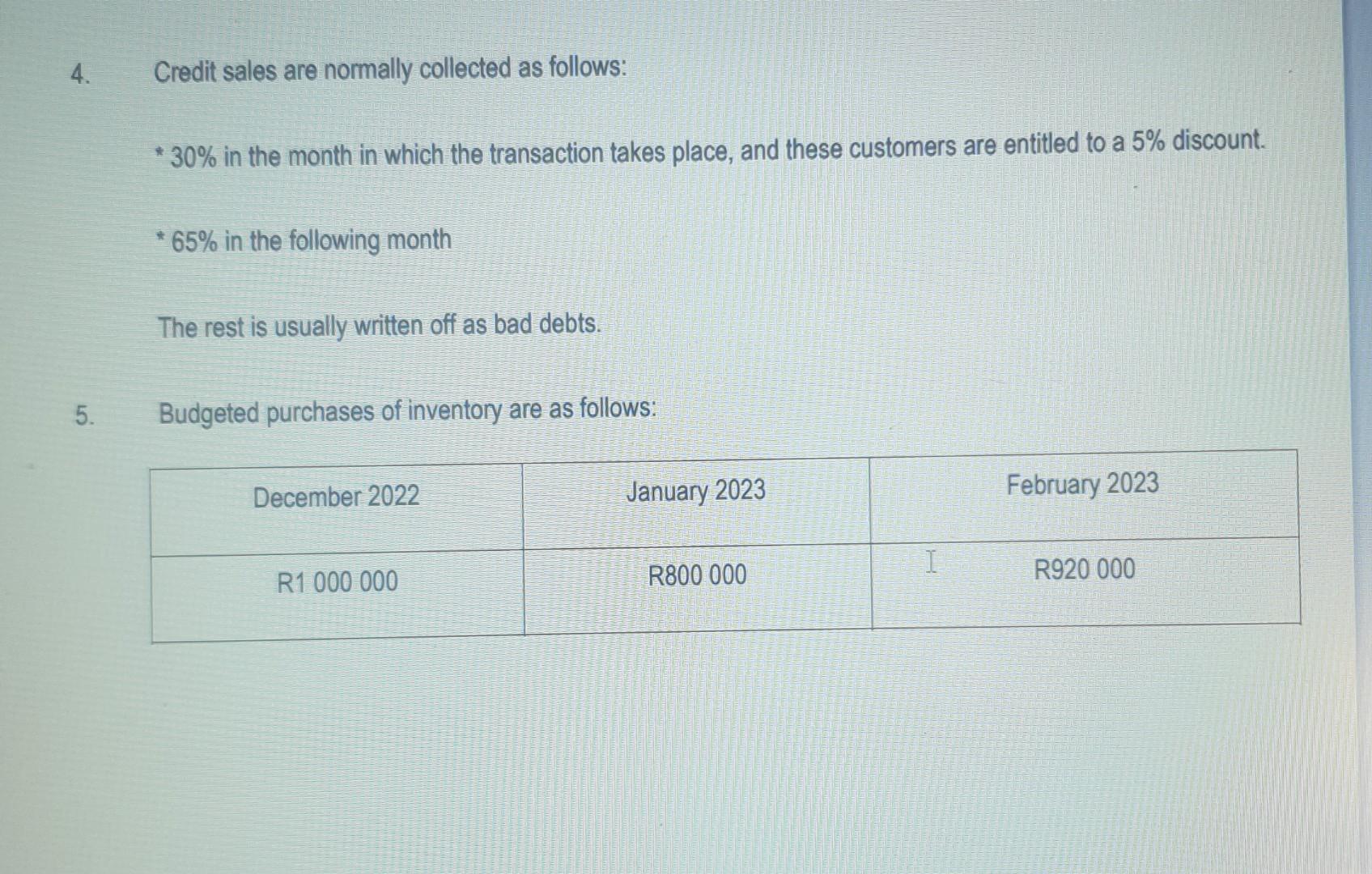 Question 4 Use The Information Provided Below To Prepare The Following For January And February 2023 Debtors Collection 2