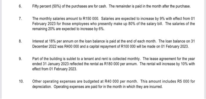 Question 4 Use The Information Provided Below To Prepare The Following For January And February 2023 4 1 Debtors Collec 3