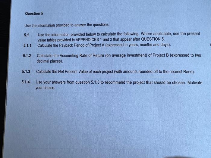 Question 5 Use The Information Provided To Answer The Questions 5 1 Use The Information Provided Below To Calculate The 4