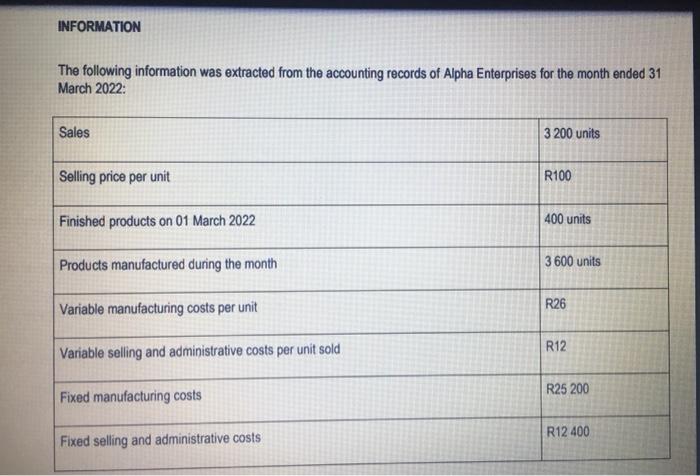 Question 2 Answer The Questions From The Information Provided Use The Information Given Below To Prepare The Income Sta 2