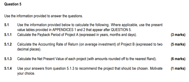 Question 5 Use The Information Provided To Answer The Questions 5 1 Use The Information Provided Below To Calculate The 1