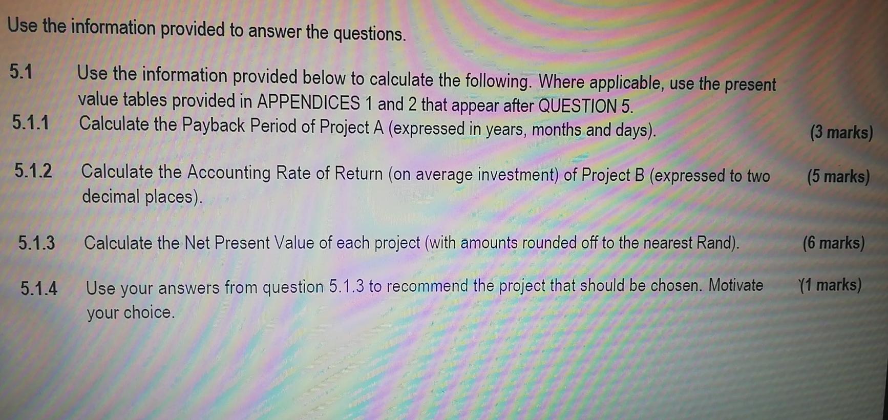 Use The Information Provided To Answer The Questions 5 1 5 1 1 5 1 2 5 1 3 5 1 4 Use The Information Provided Below To 1