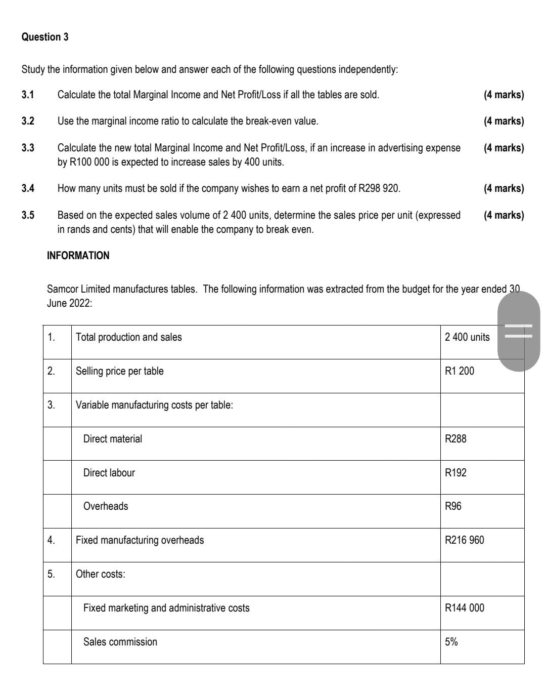 Urgent Management Accounting Please Kindly Show Working Methods This Is For An Exam Due Today Thank You So Much Yo 1